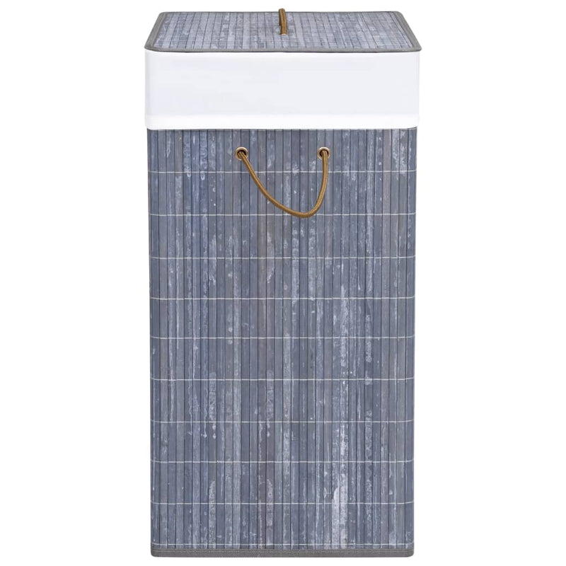 vidaXL Bamboo Laundry Basket with 2 Sections Grey 100 L