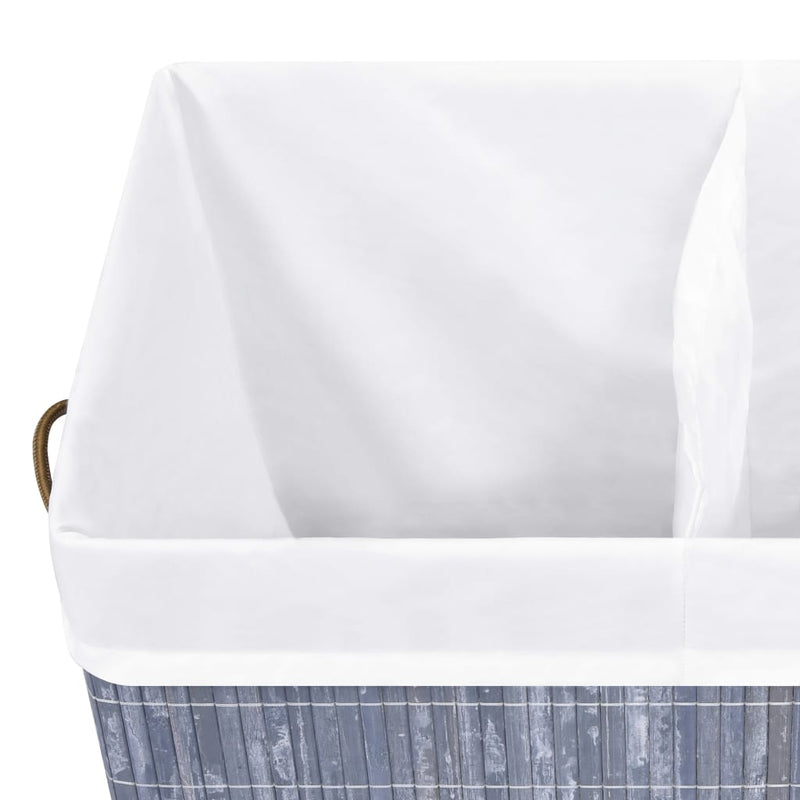 vidaXL Bamboo Laundry Basket with 2 Sections Grey 100 L