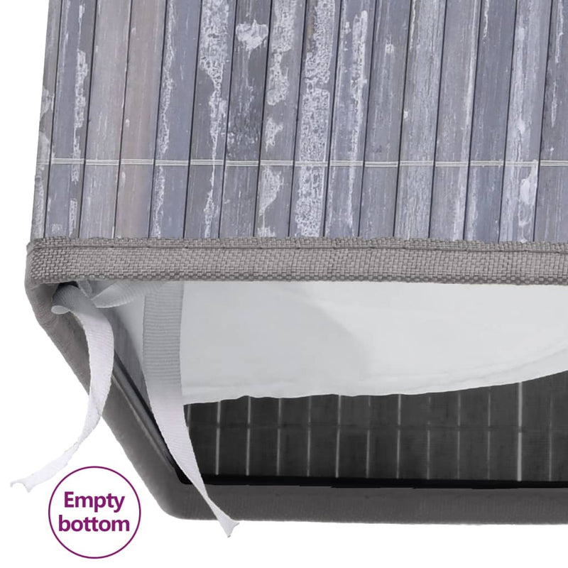 vidaXL Bamboo Laundry Basket with 2 Sections Grey 100 L