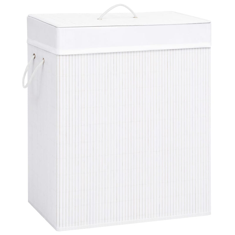vidaXL Bamboo Laundry Basket with 2 Sections White 100 L