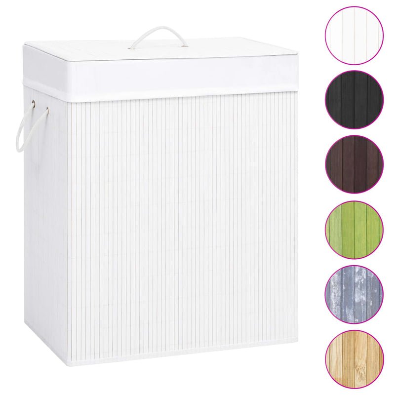 vidaXL Bamboo Laundry Basket with 2 Sections White 100 L