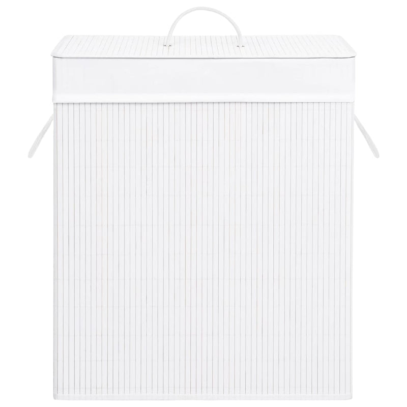 vidaXL Bamboo Laundry Basket with 2 Sections White 100 L