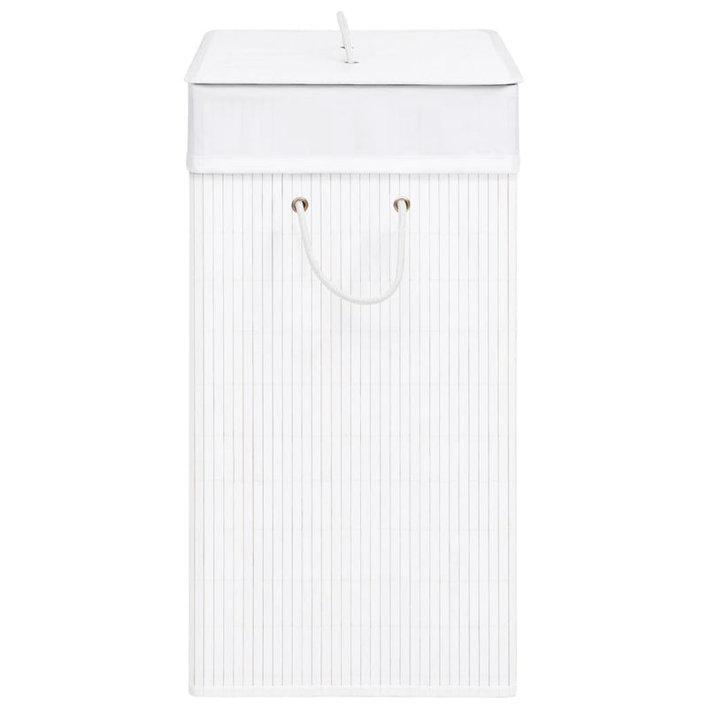vidaXL Bamboo Laundry Basket with 2 Sections White 100 L