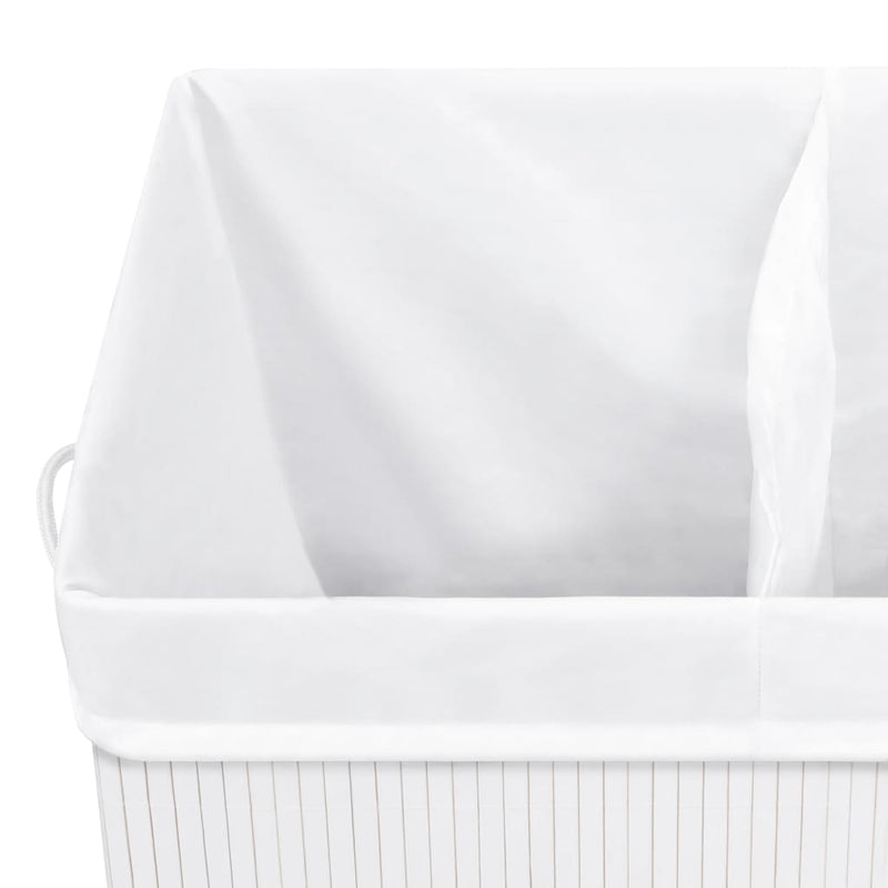 vidaXL Bamboo Laundry Basket with 2 Sections White 100 L