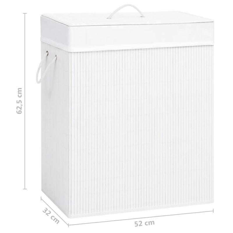 vidaXL Bamboo Laundry Basket with 2 Sections White 100 L