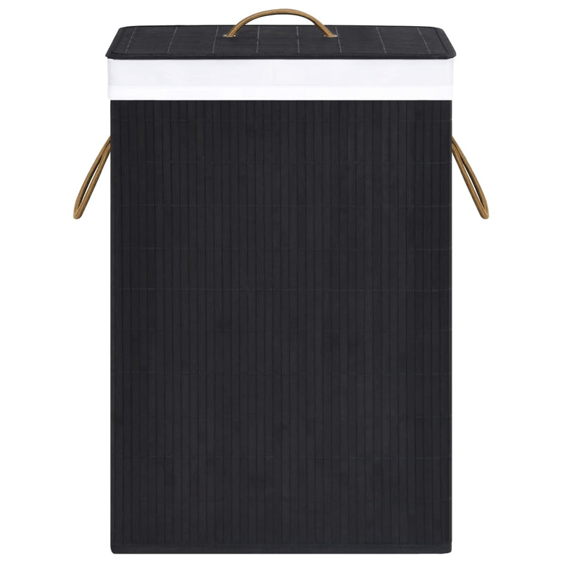 vidaXL Bamboo Laundry Basket with 2 Sections Black 72 L