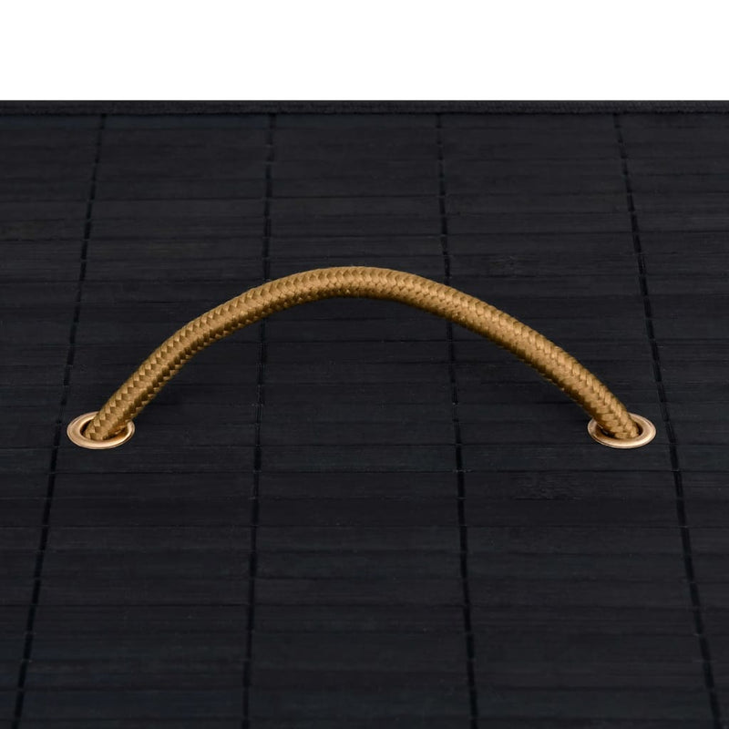 vidaXL Bamboo Laundry Basket with 2 Sections Black 72 L