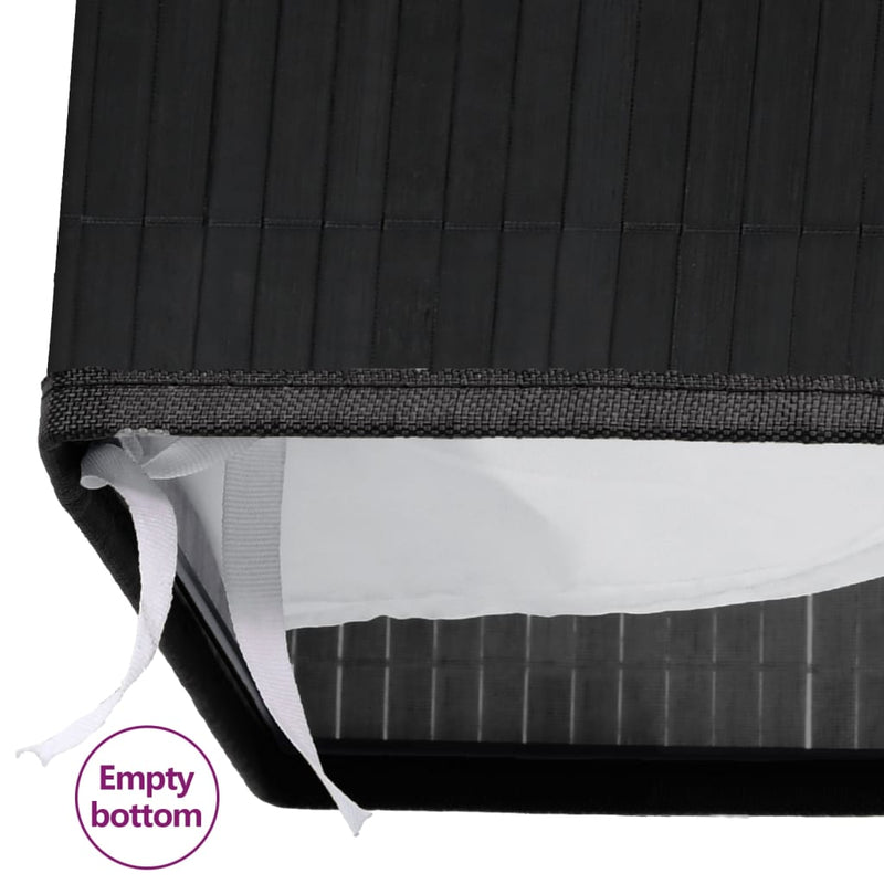 vidaXL Bamboo Laundry Basket with 2 Sections Black 72 L