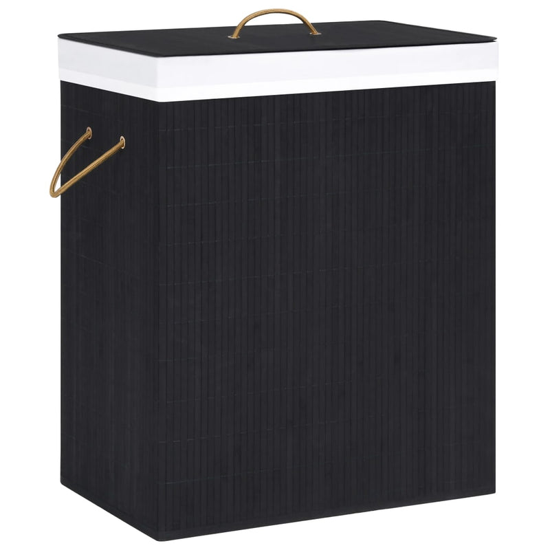 vidaXL Bamboo Laundry Basket with 2 Sections Black 100 L