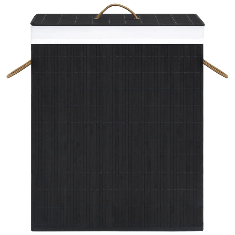 vidaXL Bamboo Laundry Basket with 2 Sections Black 100 L