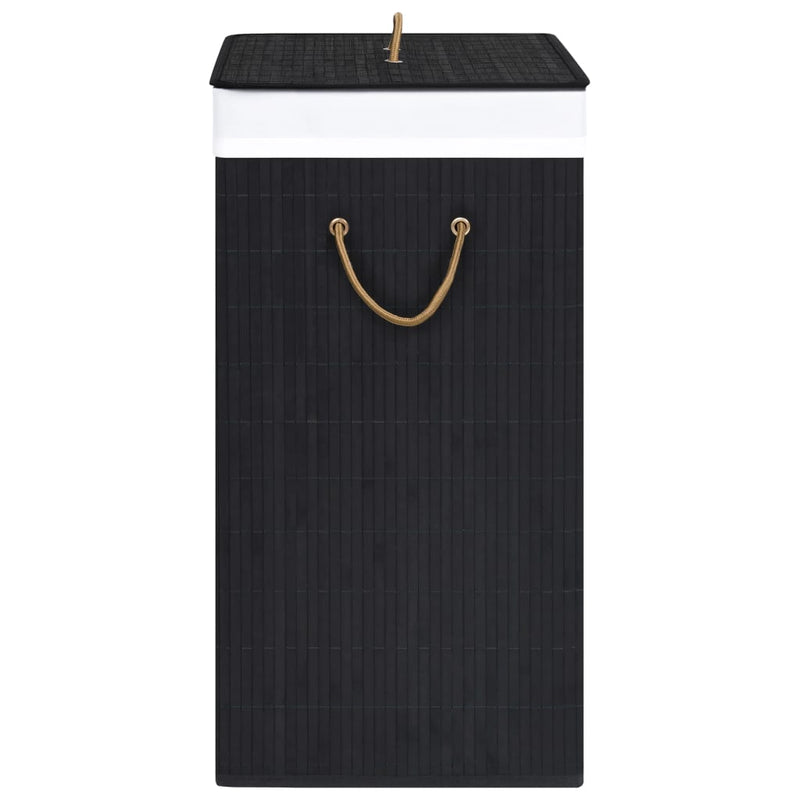 vidaXL Bamboo Laundry Basket with 2 Sections Black 100 L