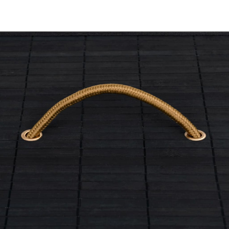vidaXL Bamboo Laundry Basket with 2 Sections Black 100 L
