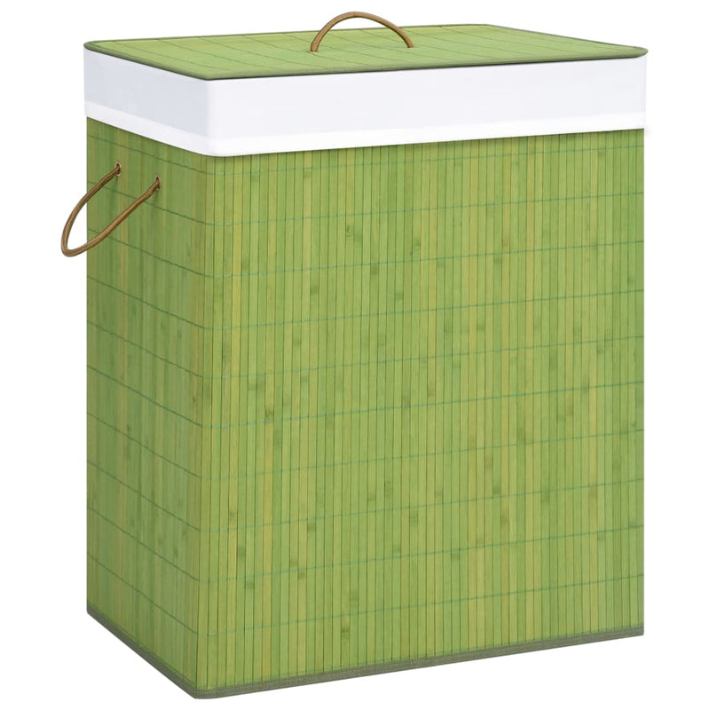 vidaXL Bamboo Laundry Basket with 2 Sections Green 100 L