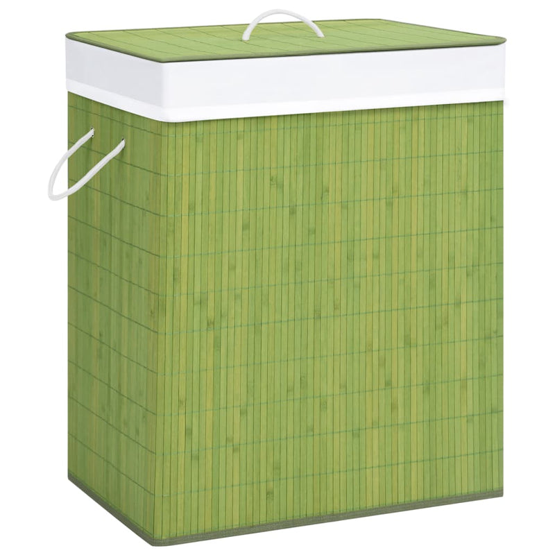 vidaXL Bamboo Laundry Basket with 2 Sections Green 100 L