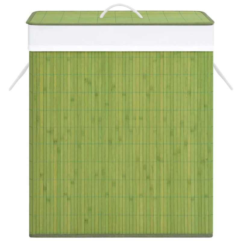 vidaXL Bamboo Laundry Basket with 2 Sections Green 100 L