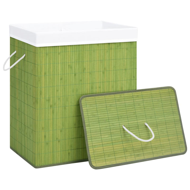 vidaXL Bamboo Laundry Basket with 2 Sections Green 100 L