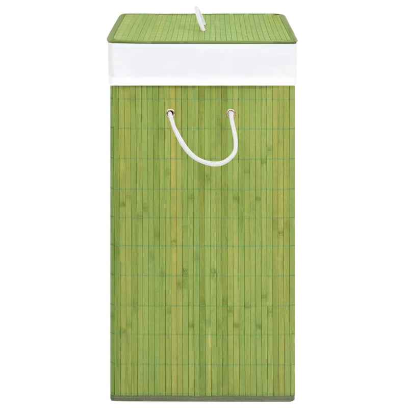 vidaXL Bamboo Laundry Basket with 2 Sections Green 100 L