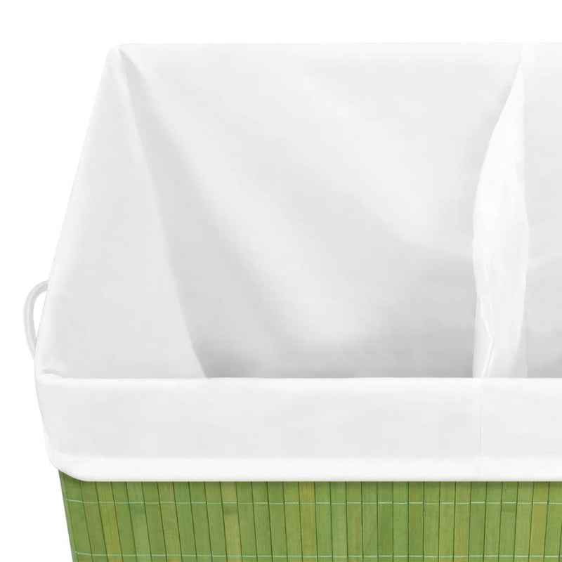 vidaXL Bamboo Laundry Basket with 2 Sections Green 100 L