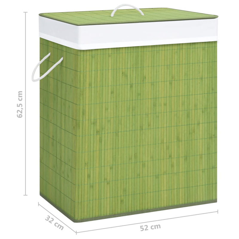 vidaXL Bamboo Laundry Basket with 2 Sections Green 100 L