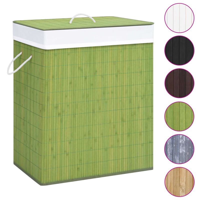 vidaXL Bamboo Laundry Basket with Single Section Green 83 L