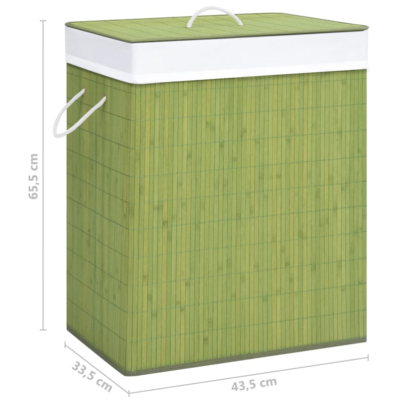 vidaXL Bamboo Laundry Basket with Single Section Green 83 L
