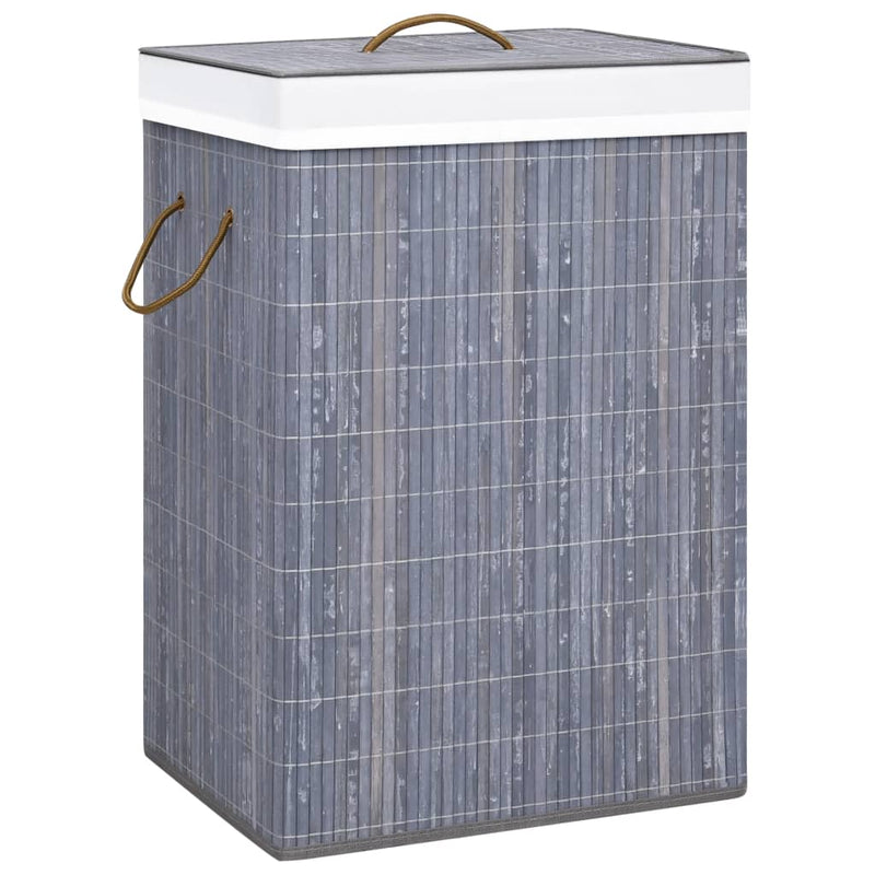 vidaXL Bamboo Laundry Basket with Single Section Grey