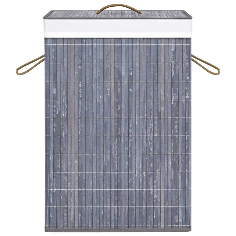 vidaXL Bamboo Laundry Basket with Single Section Grey