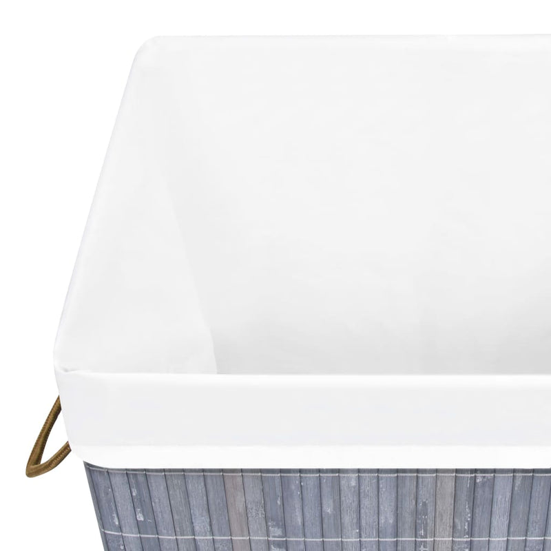 vidaXL Bamboo Laundry Basket with Single Section Grey
