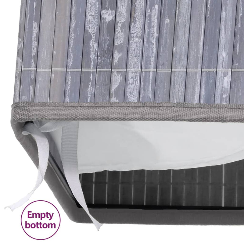 vidaXL Bamboo Laundry Basket with Single Section Grey