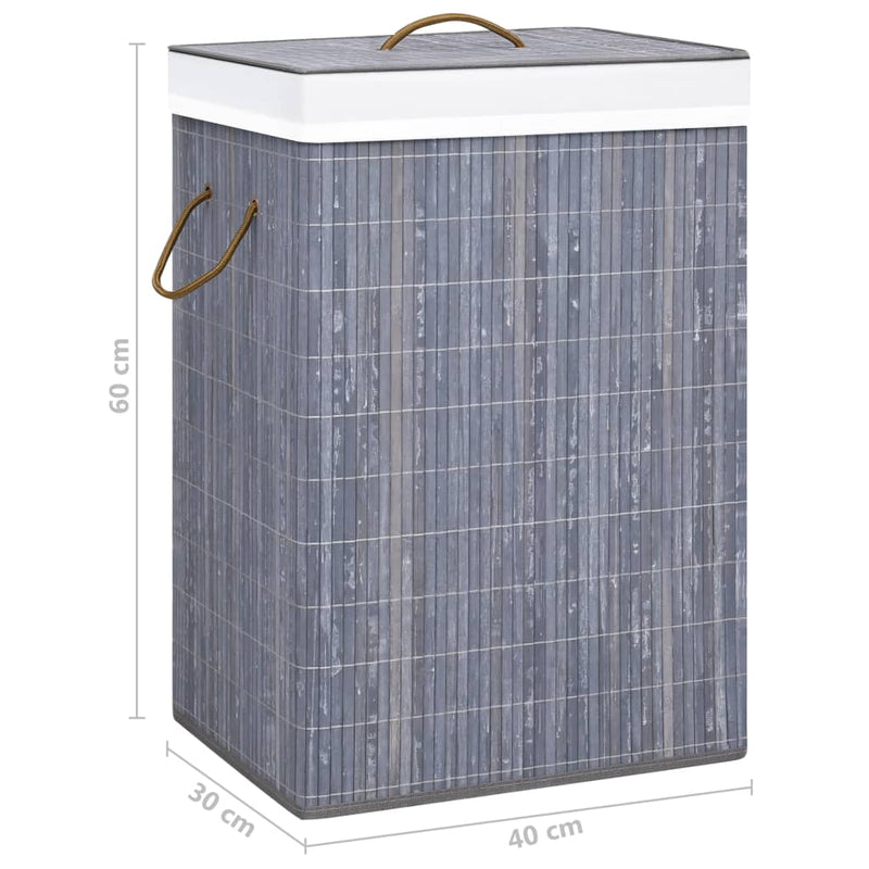 vidaXL Bamboo Laundry Basket with Single Section Grey