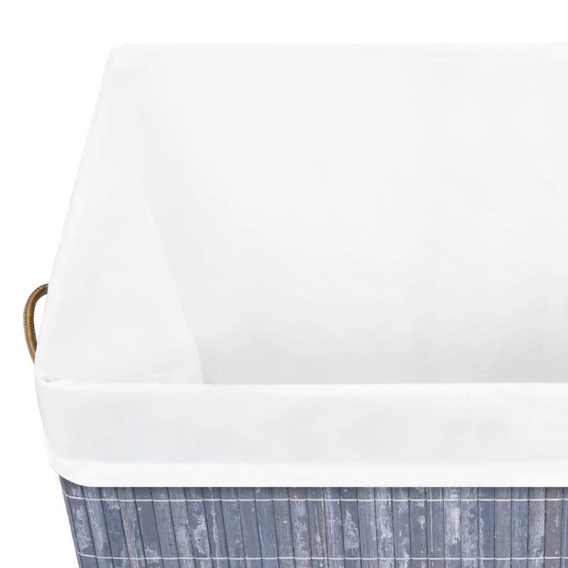 vidaXL Bamboo Laundry Basket with Single Section Grey 83 L