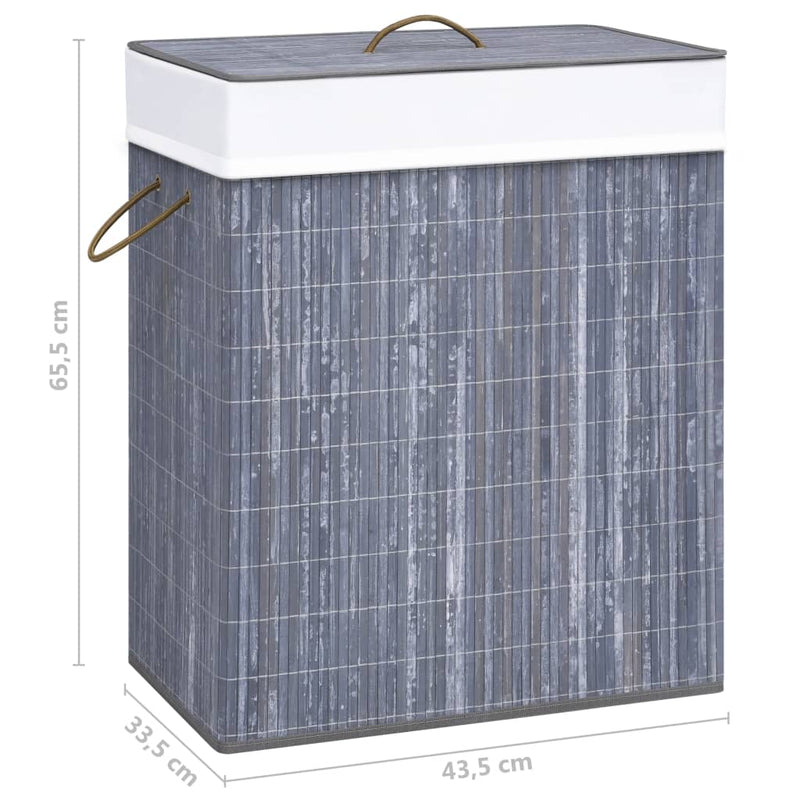 vidaXL Bamboo Laundry Basket with Single Section Grey 83 L