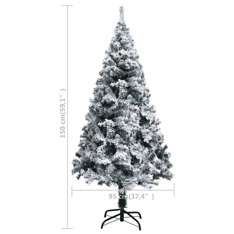 vidaXL Artificial Christmas Tree with Flocked Snow Green 150 m PVC