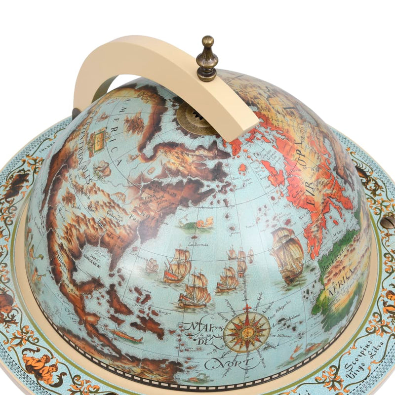 vidaXL Globe Bar Wine Stand Eucalyptus Wood Blue