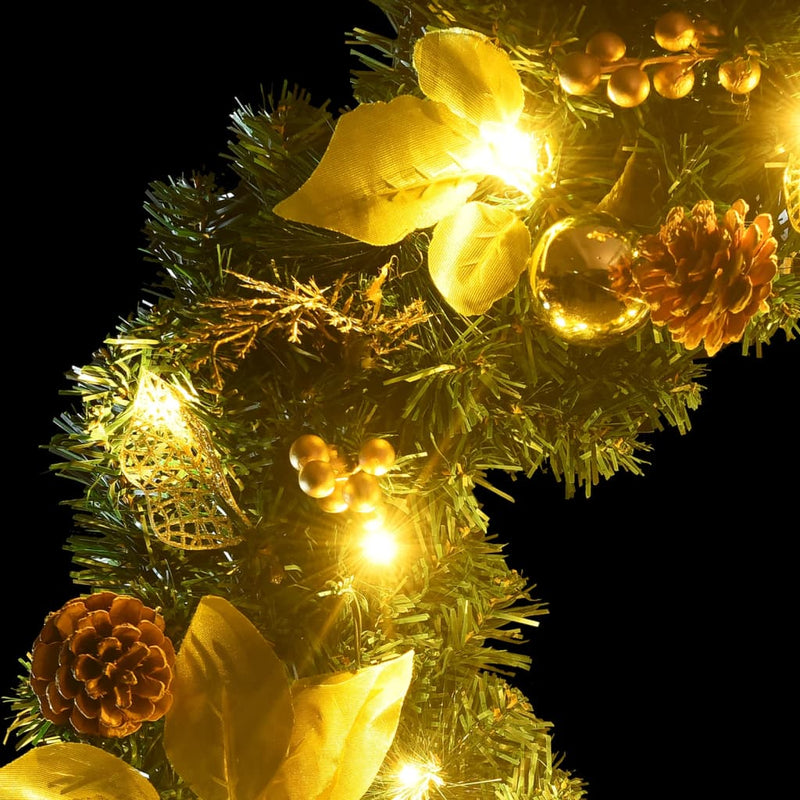 vidaXL Christmas Garland with LED Lights Green 2.7 m PVC
