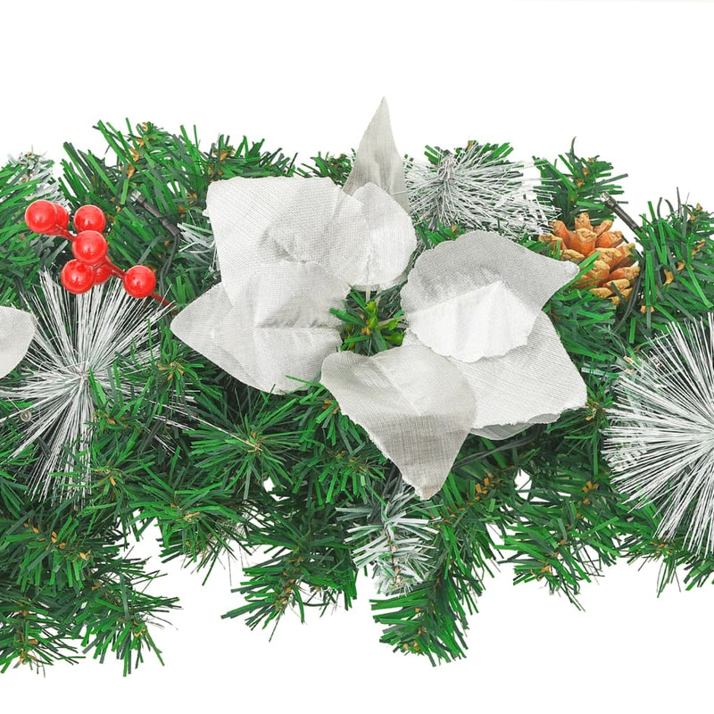 vidaXL Christmas Garland with LED Lights Green 2.7 m PVC