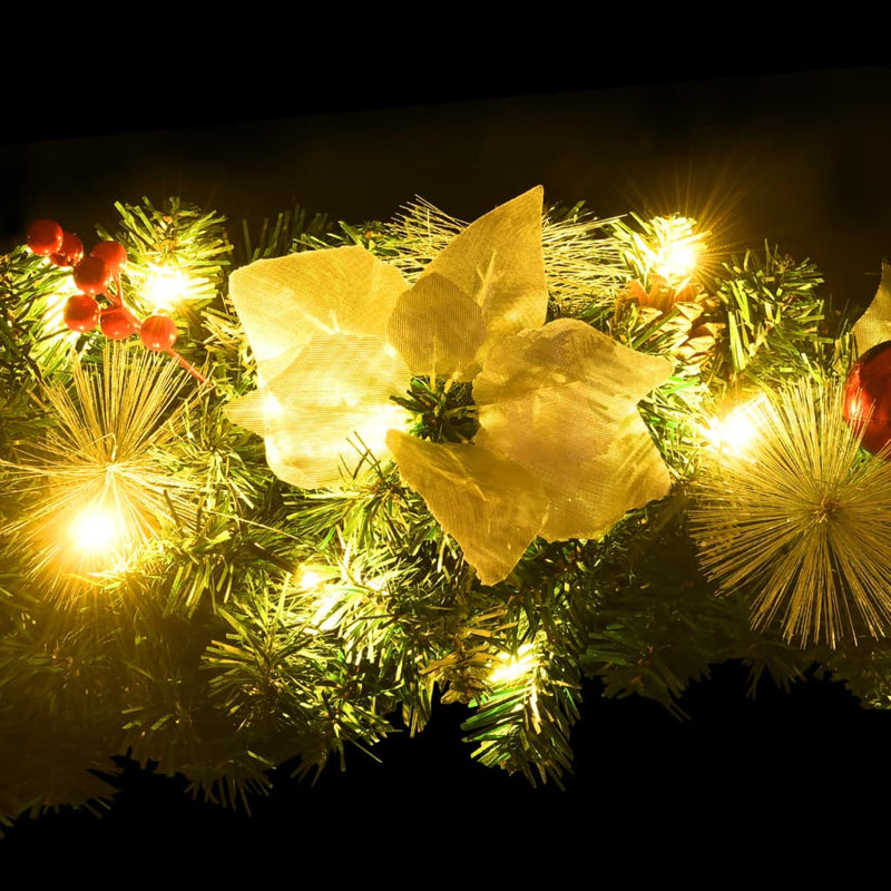 vidaXL Christmas Garland with LED Lights Green 2.7 m PVC