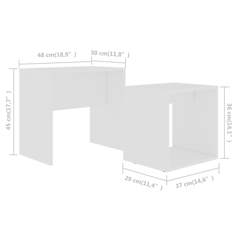 vidaXL Coffee Table Set White 48x30x45 cm Engineered Wood