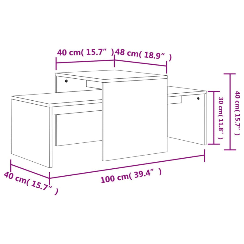 vidaXL Coffee Table Set Sonoma Oak 100x48x40 cm Engineered Wood