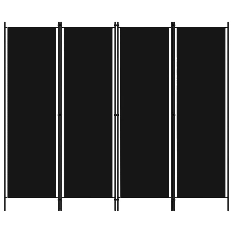 vidaXL 4-Panel Room Divider Black 200x180 cm