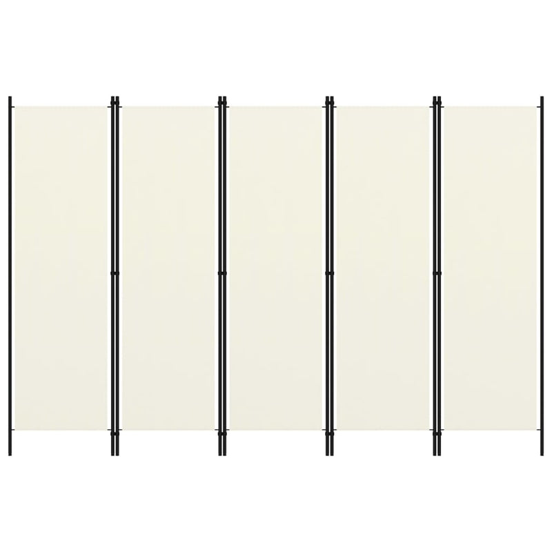 vidaXL 5-Panel Room Divider White 250x180 cm