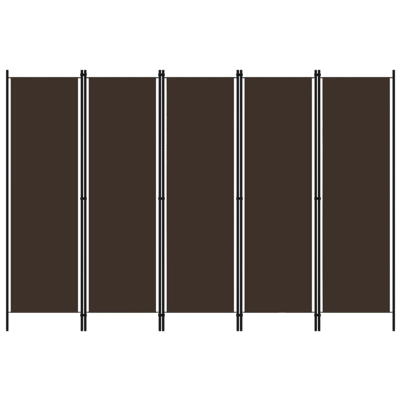 vidaXL 5-Panel Room Divider Brown 250x180 cm