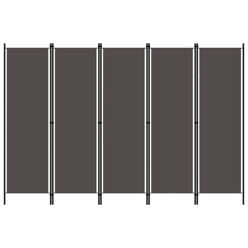 vidaXL 5-Panel Room Divider Anthracite 250x180 cm