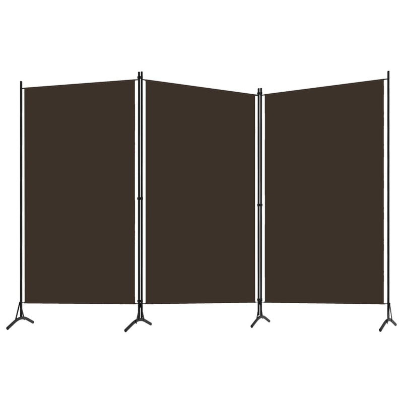 vidaXL 3-Panel Room Divider Brown 260x180 cm Fabric