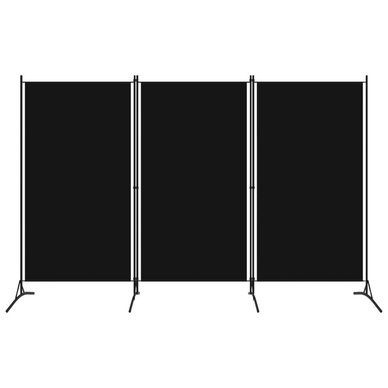 vidaXL 3-Panel Room Divider Black 260x180 cm Fabric