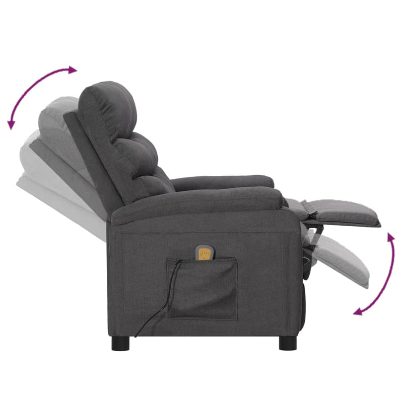 vidaXL Massage Chair Dark Grey Fabric