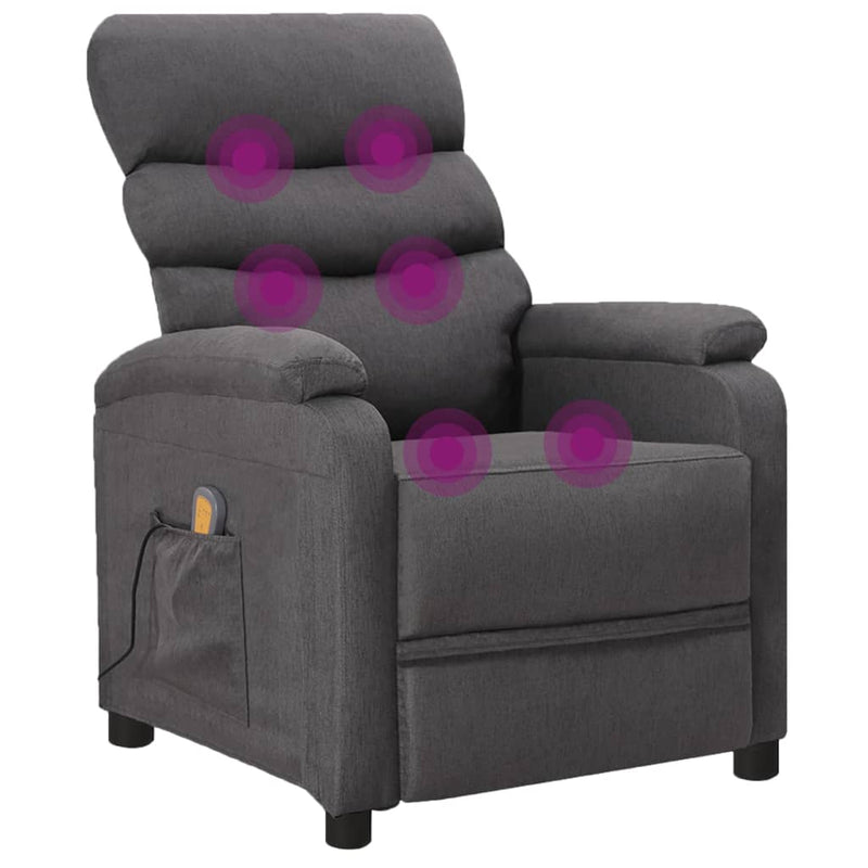 vidaXL Massage Chair Dark Grey Fabric
