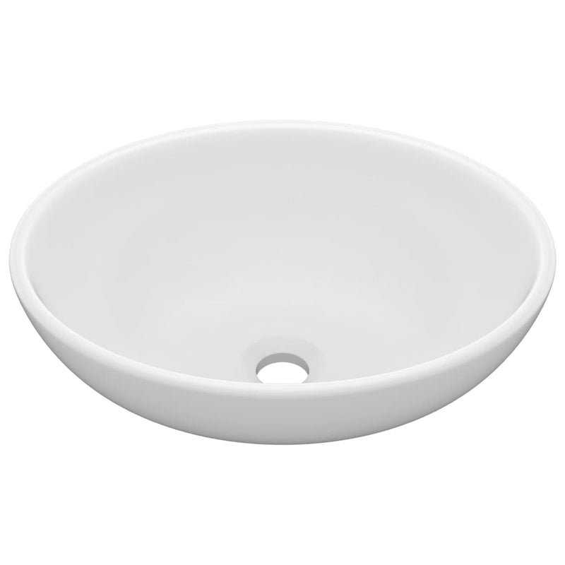 vidaXL Luxury Basin Oval-shaped Matt White 40x33 cm Ceramic