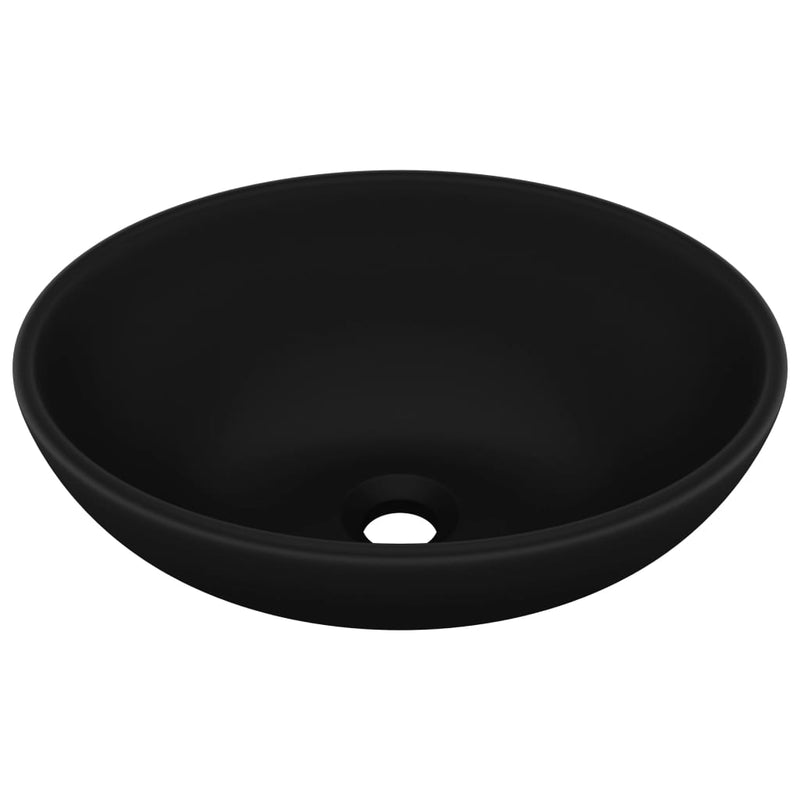vidaXL Luxury Basin Oval-shaped Matt Black 40x33 cm Ceramic
