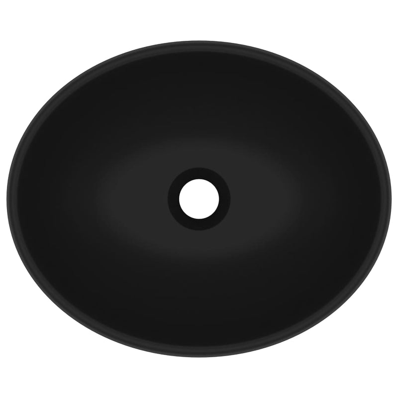 vidaXL Luxury Basin Oval-shaped Matt Black 40x33 cm Ceramic